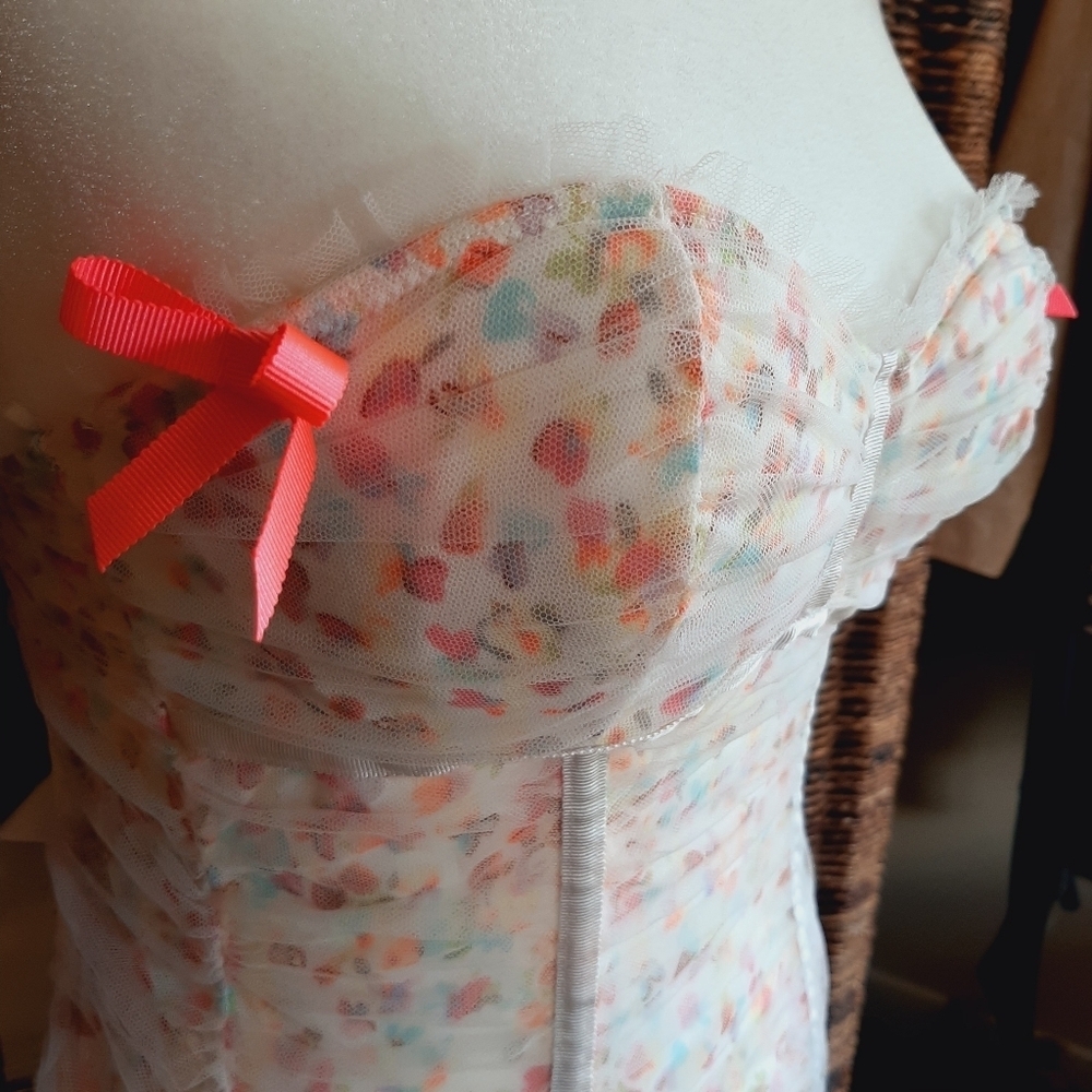Victoria's Secret 90s Y2K Babydoll Corset 34B Mesh Fairy Bows Coquette Romantic